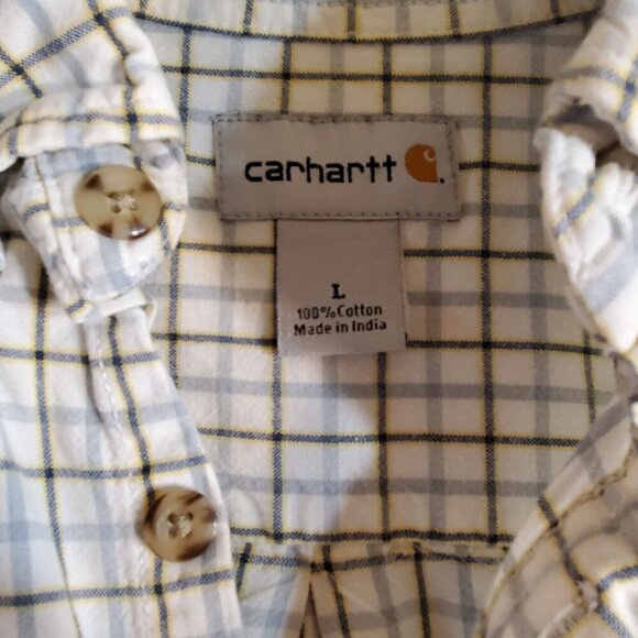 Carhartt Men's Size Large L Short Sleeve Button Down Plaid Adult Shirt Pockets - Picture 6 of 9
